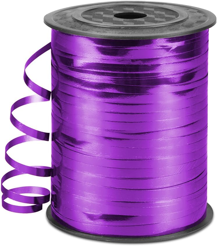 HimBen 500 Yards Curling Ribbon for Gift Wrapping, 3/16" Balloon String for Christmas Valentine Birthday Wedding Party Festival Decoration, Crafts, Flower Bouquet(Metallic Purple) - Image 1